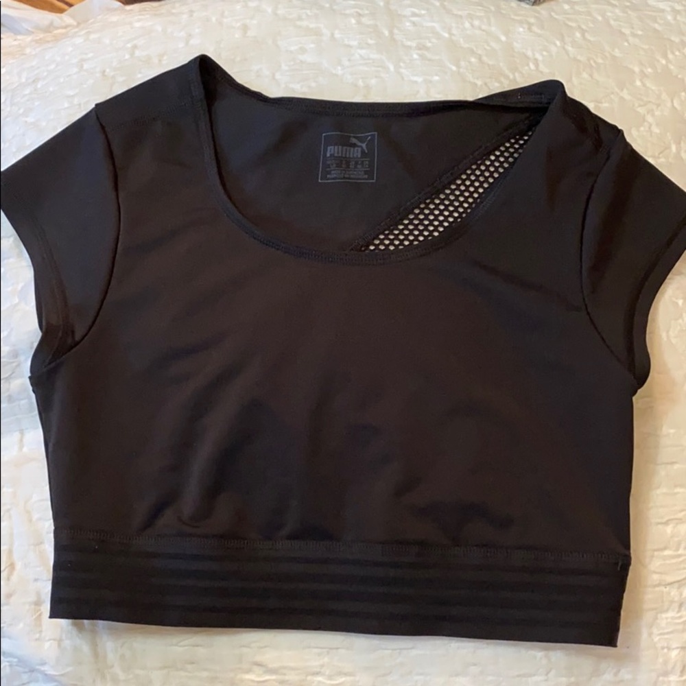 Black crop work out shirt made by puma
